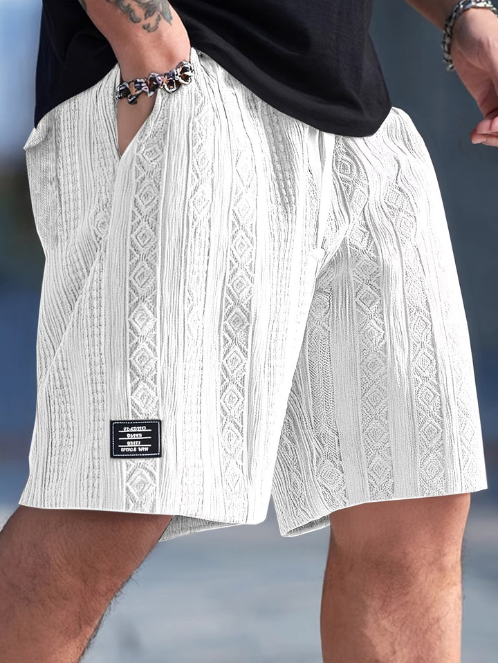 Caspien | Geometric Texture Knit Drawstring Shorts