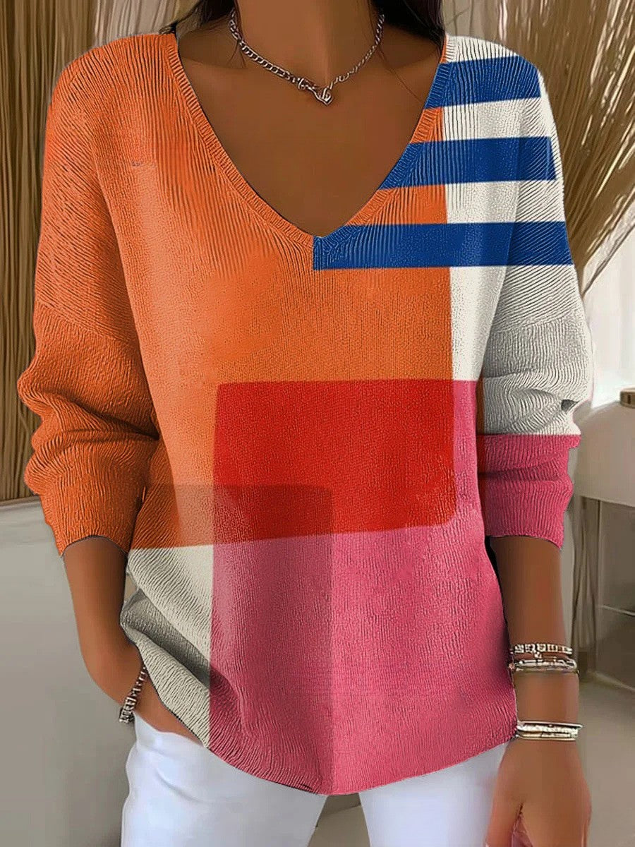 ANAIS | Elegant Patterned V-Neck Sweater