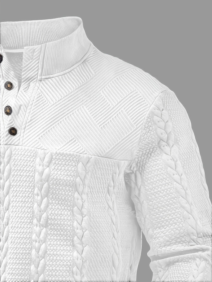 Callum | Textured Stand-Collar Henley