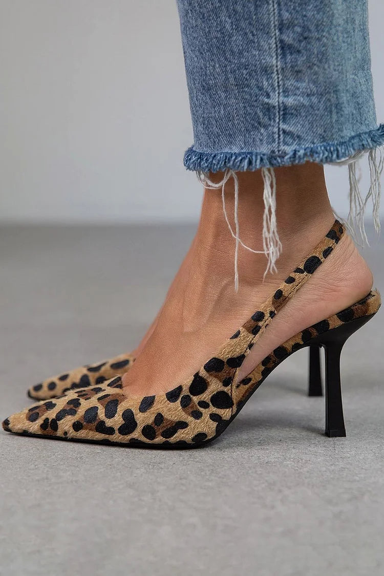 Chloe | Pointed Toe Leopard Print Heels