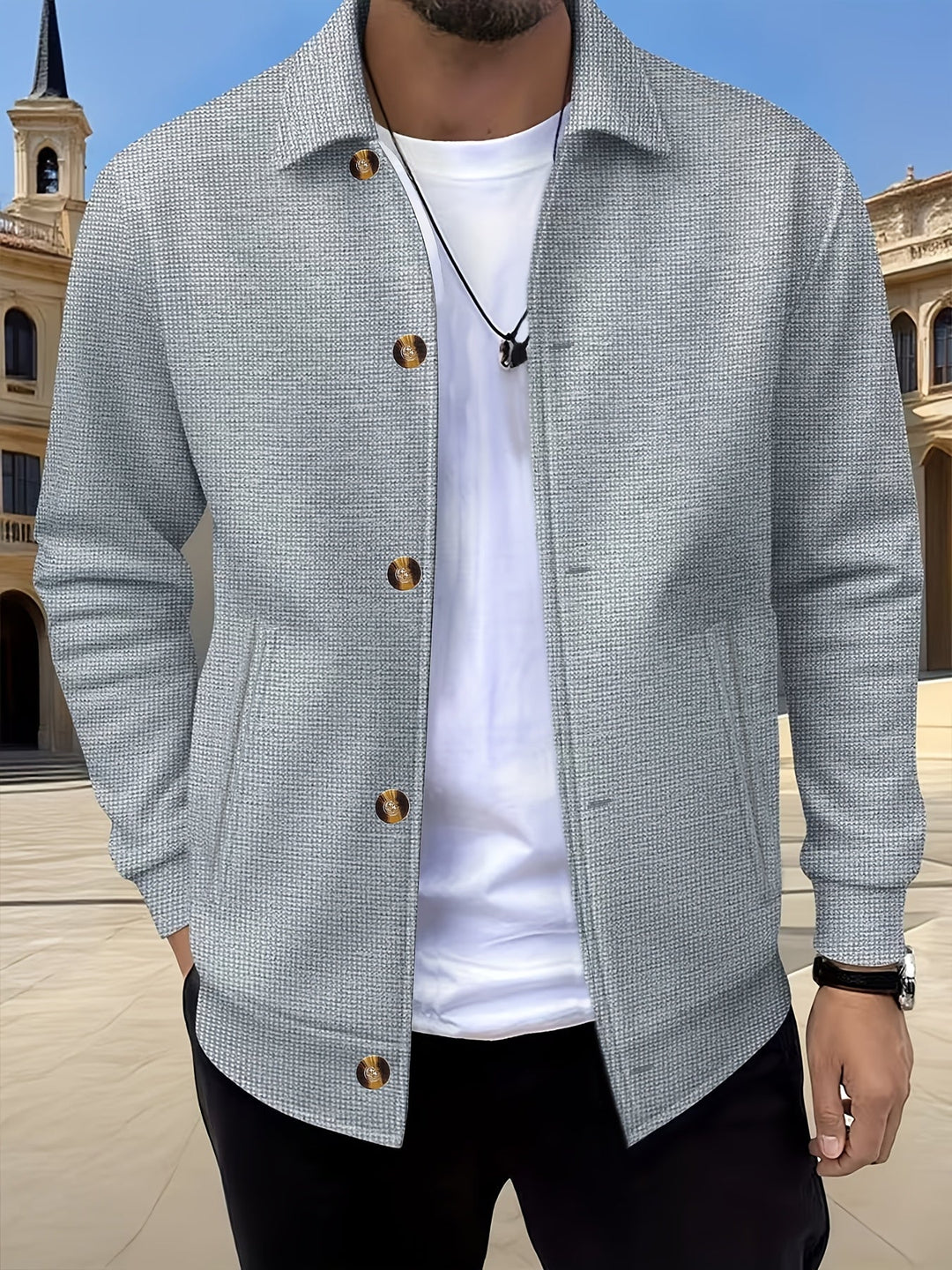 Camden | Textured Button-Front Overshirt Jacket