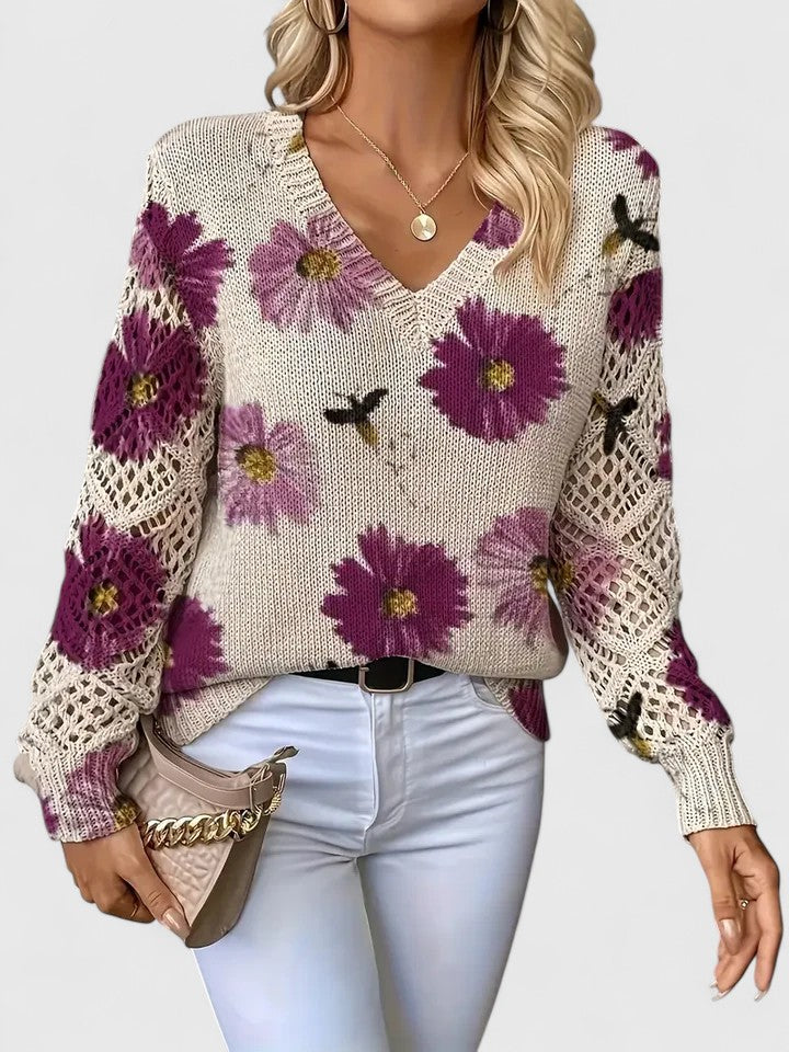 Bronwen | Floral Openwork Sweater