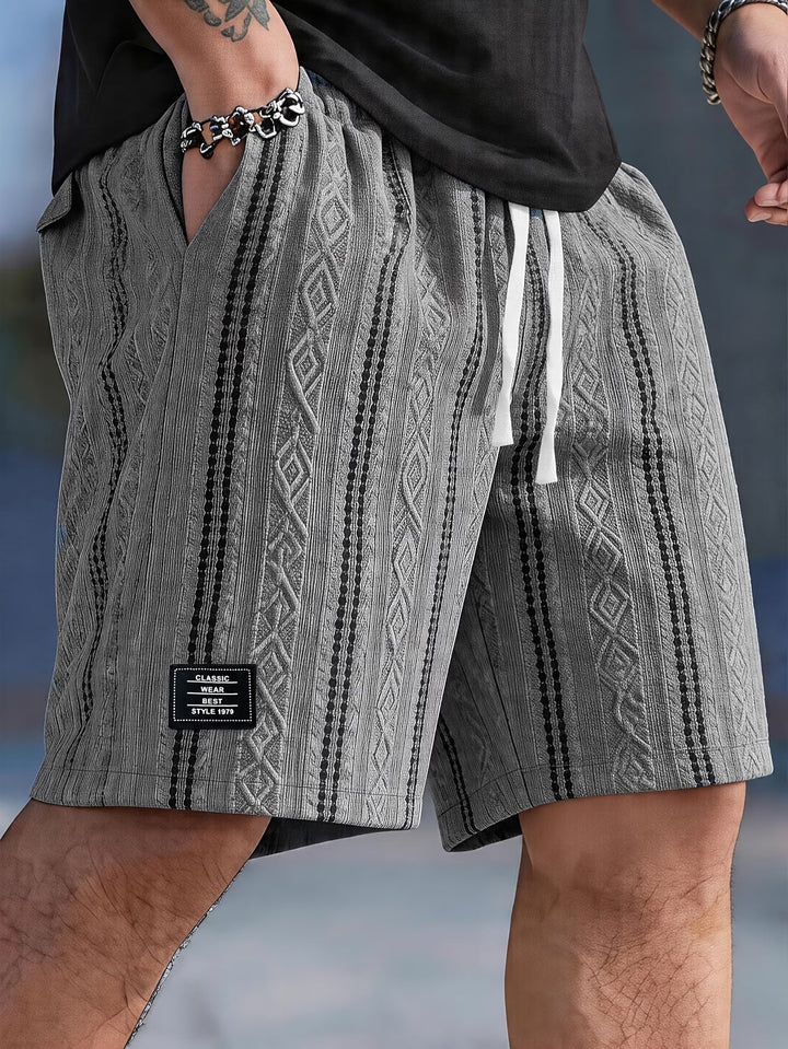 Caspien | Geometric Texture Knit Drawstring Shorts