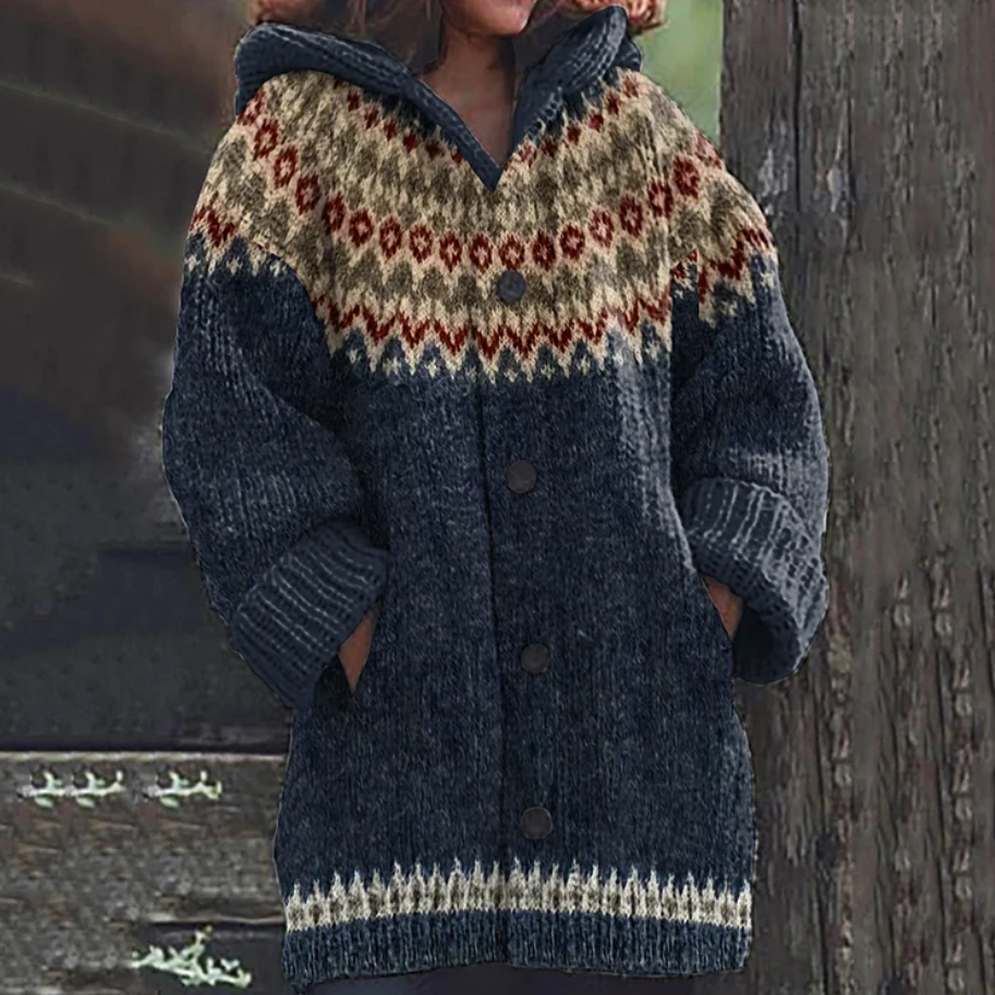Boukje | Warm Knit Hooded Cardigan