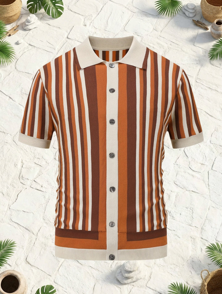 Cedric | Retro Striped Knit Shirt