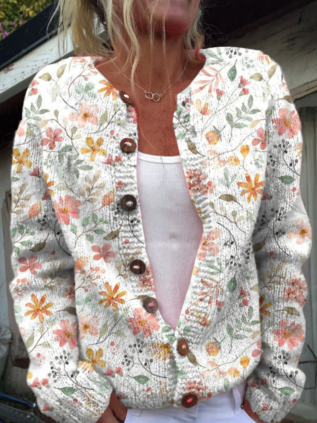 GRETA™ - ELEGANT FLORAL KNIT CARDIGAN
