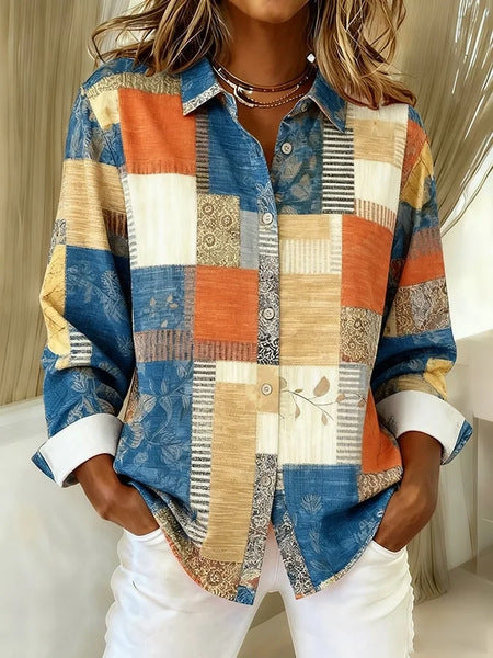 Odalys | Vintage Print Button Blouse