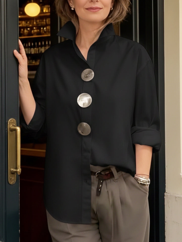 Amara | Stylish Button Stand Collar Blouse