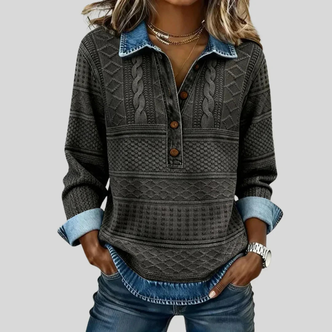 Azalea | Vintage Cable Knit Collared Jumper