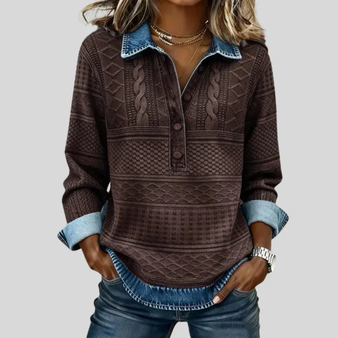 Azalea | Vintage Cable Knit Collared Jumper