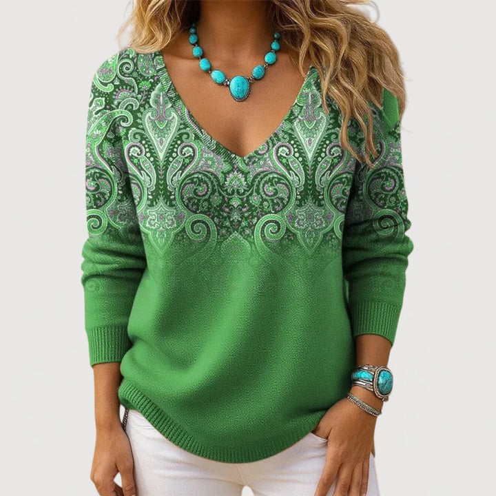 Amelia | Graceful V-Neck Long Sleeve Top
