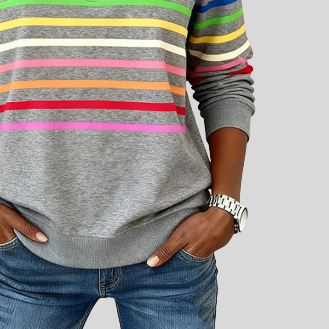 Celine™ | Colorful Striped Quarter-Zip Sweatshirt