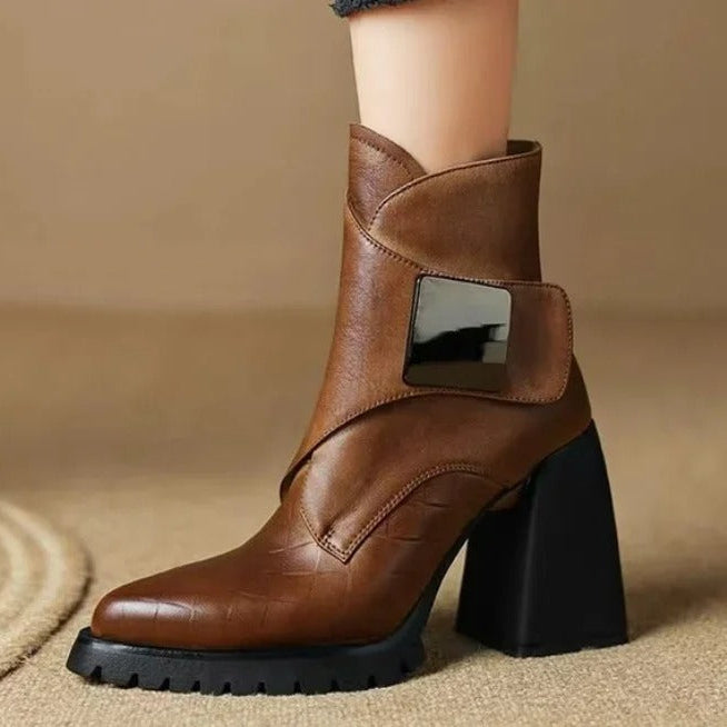 Abigail™ | Ankle Block Heel With Strap Detail