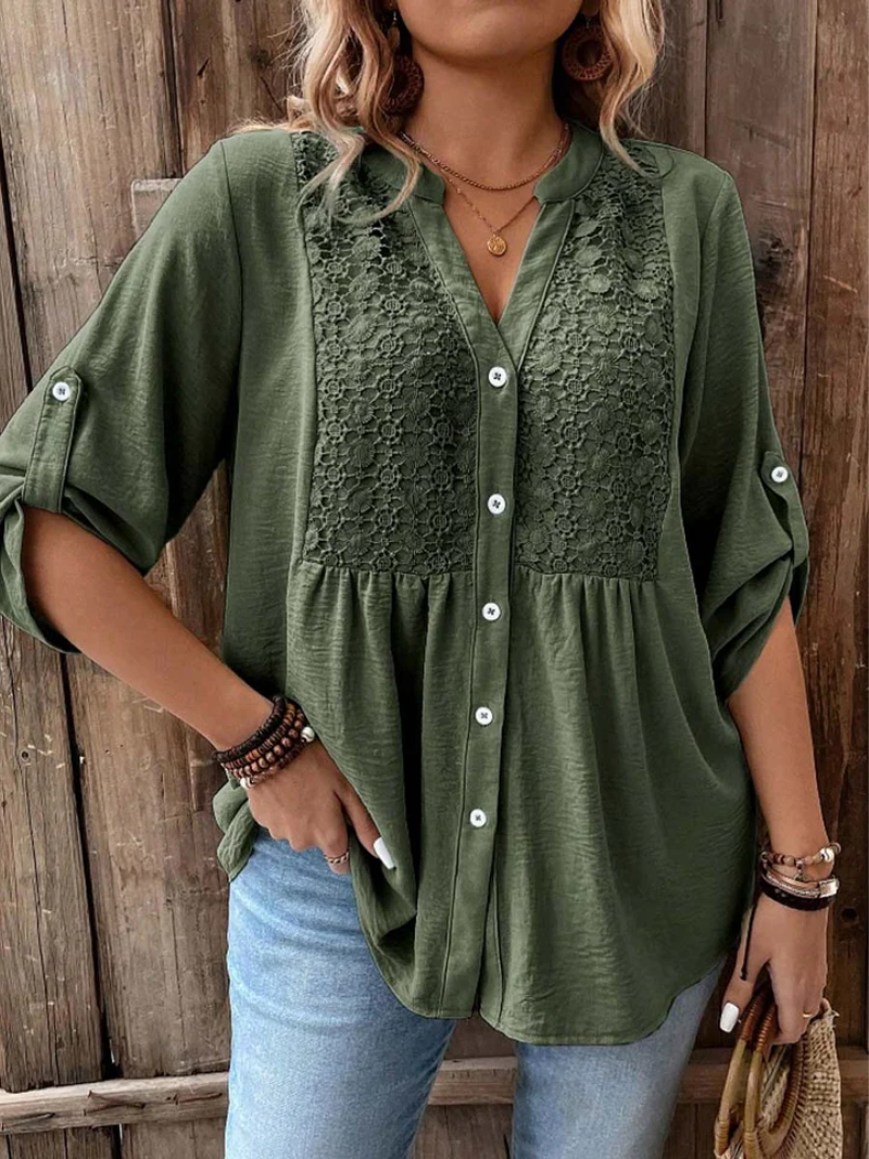 Carmen | Elegant Wide Sleeve V-Neck Blouse