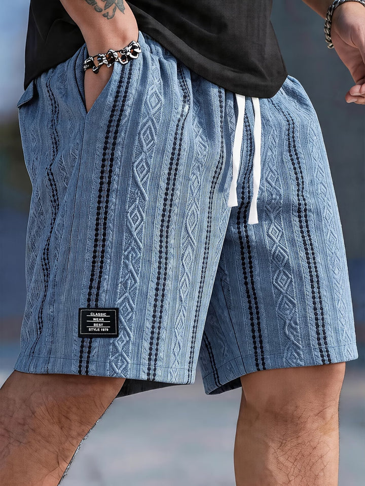 Caspien | Geometric Texture Knit Drawstring Shorts