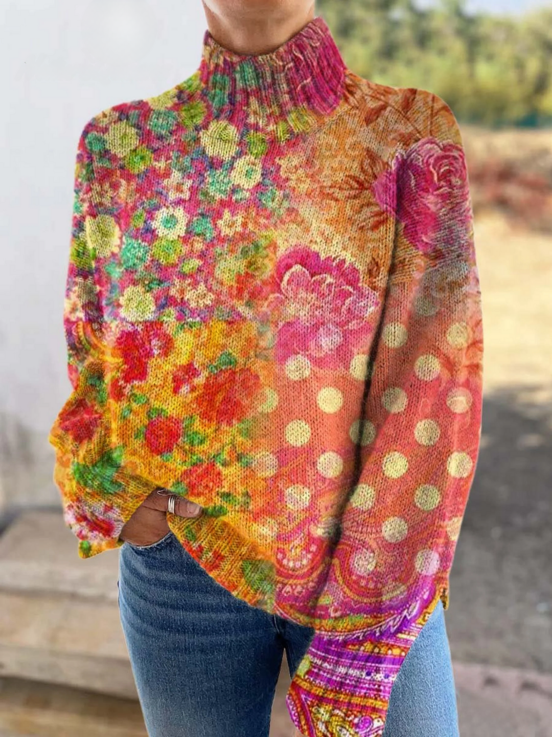 Abigail | Floral Polka Dot Turtleneck