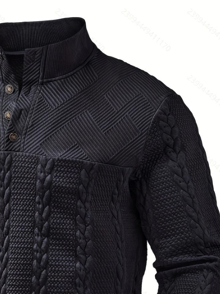 Callum | Textured Stand-Collar Henley