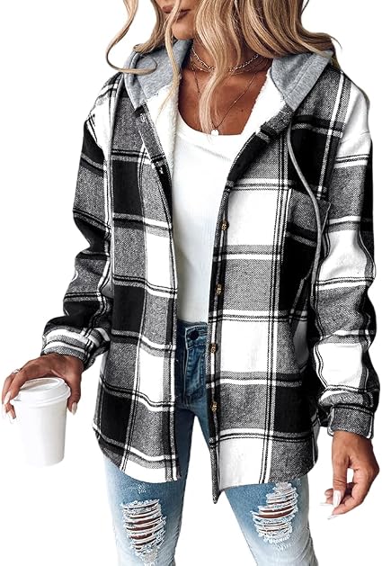Alyssa | Casual Plaid Hooded Button Jacket