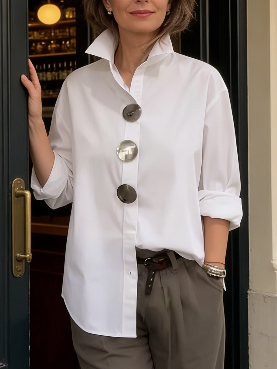 Amara | Stylish Button Stand Collar Blouse