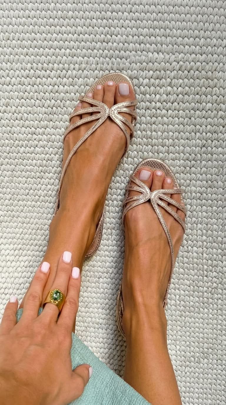 Amelia | Metallic Bow Flat Sandals