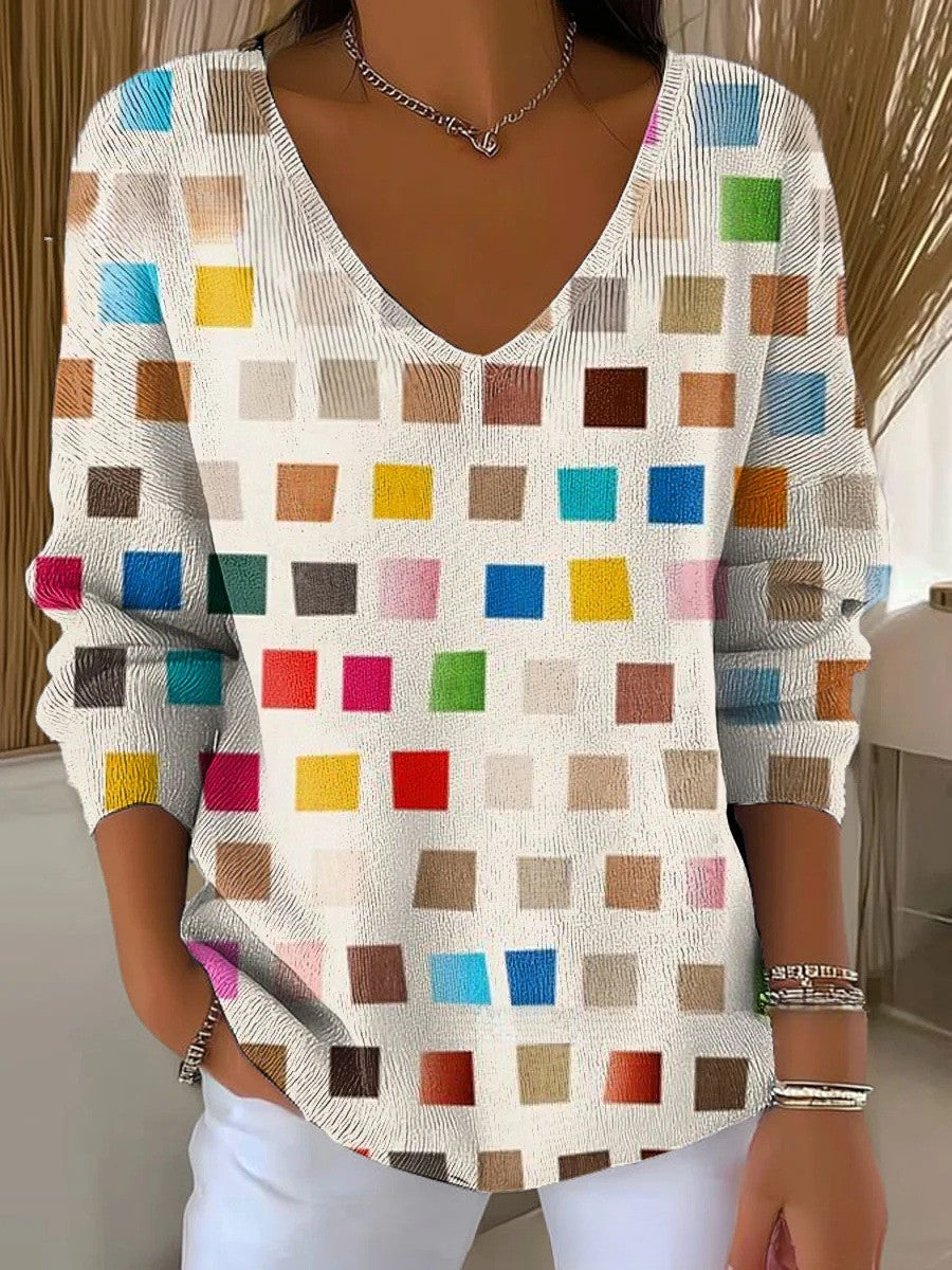 AMELIE | Elegant Patterned V-Neck Sweater