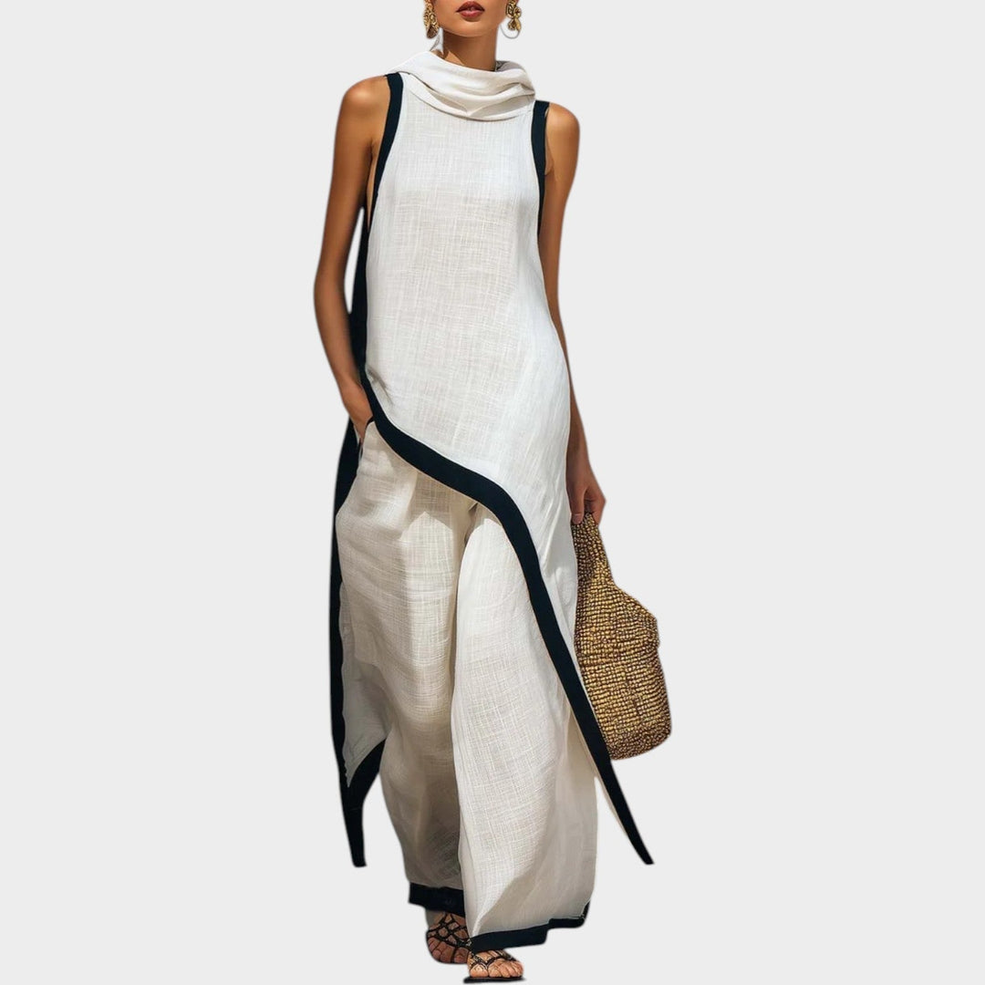 Asymmetric Linen Two-Piece Set