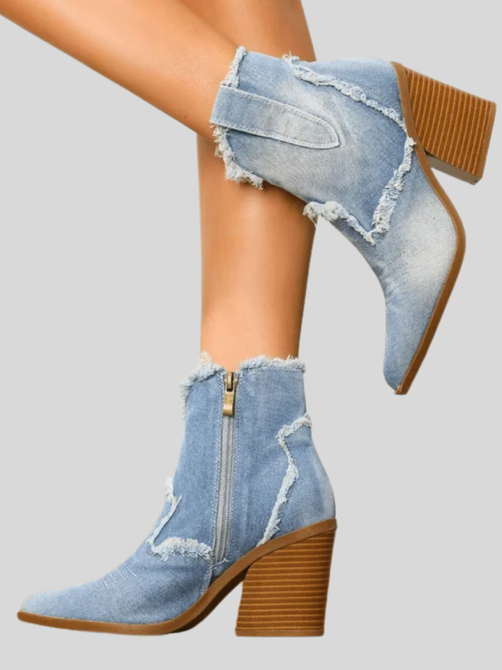 Amelia™ - Ankle Block Heel With Side Zip