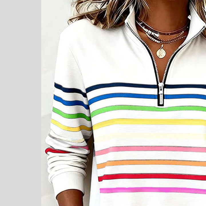 Celine™ | Colorful Striped Quarter-Zip Sweatshirt