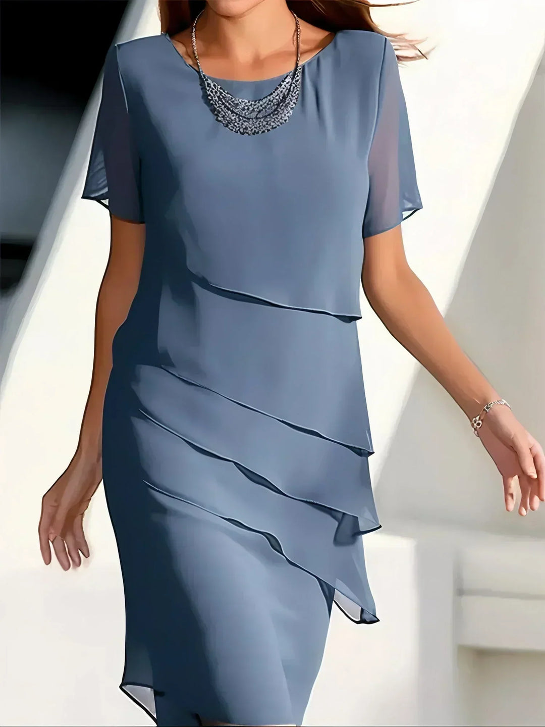 Adelia | Elegant Flowy Short Sleeve Dress