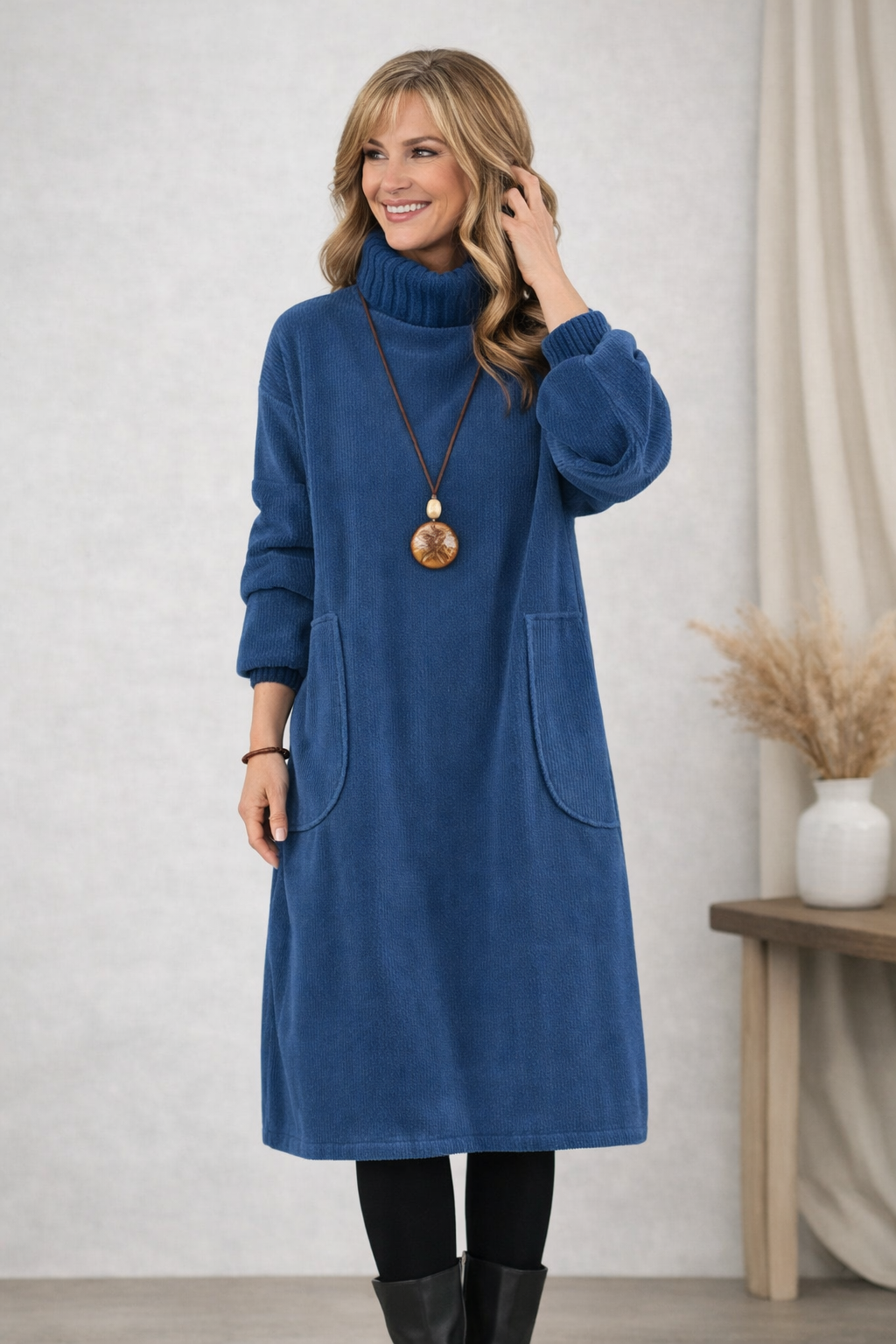 Angelica | Cozy Turtleneck Midi Dress