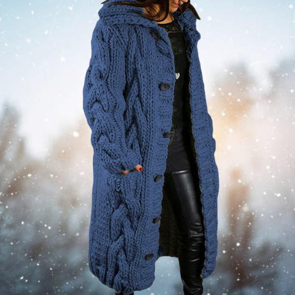Sjoukje | Long Cable Knit Hooded Cardigan