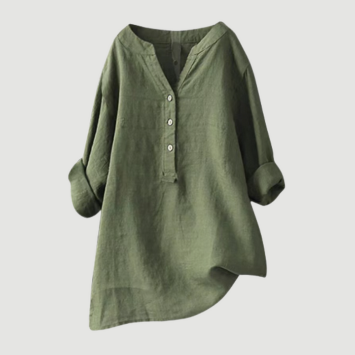 Carina | Refined V-Neck Button-Down Shirt