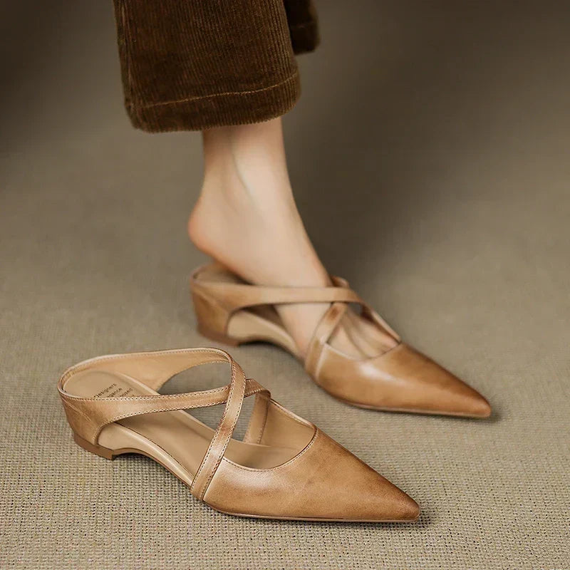 Carmela | Pointed Mules with Crossed Straps