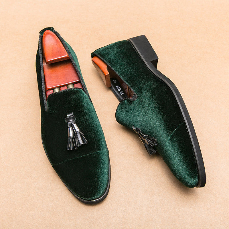 Caleb | Classic Velvet Tassel Loafers