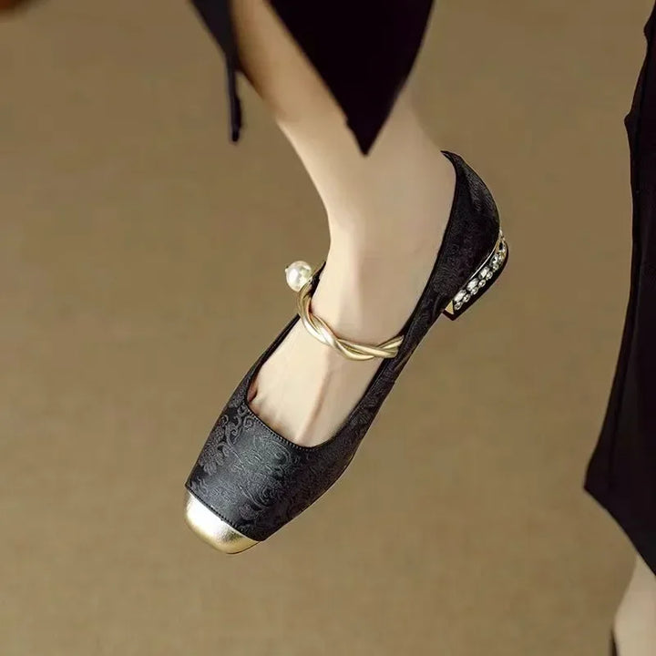 Amelia | Vintage Braided Pearl Strap Shoes