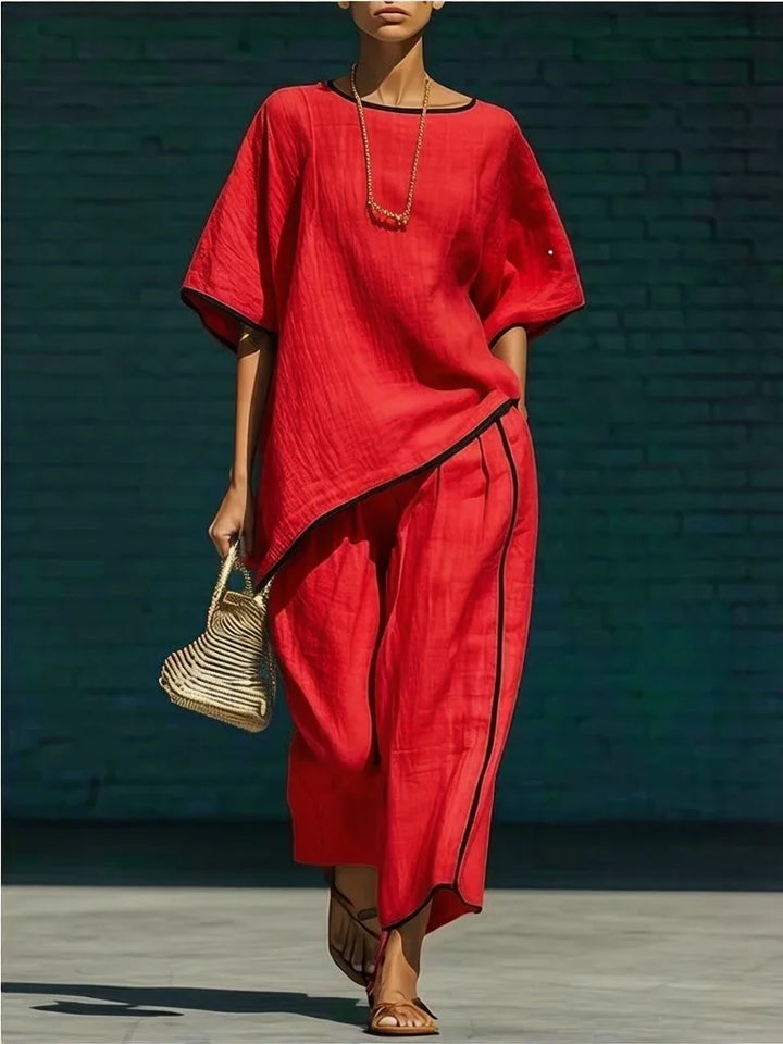 Anila Linen Cropped Pants Set