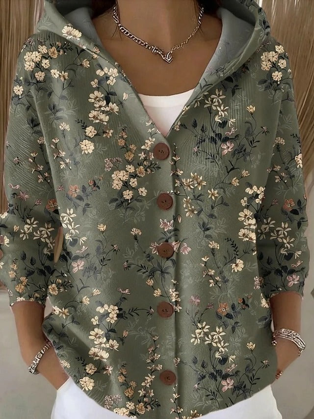 Grace | Button Hooded Sweater