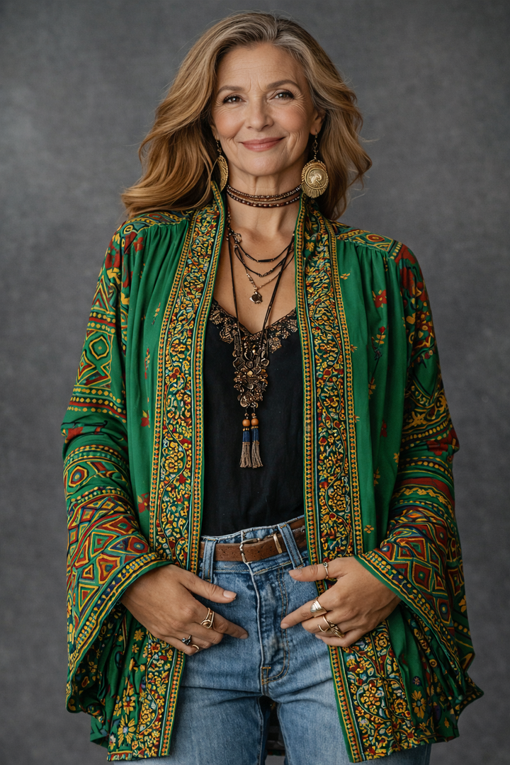 Amelie | Stylish Velvet-Touch Bohemian Cardigan