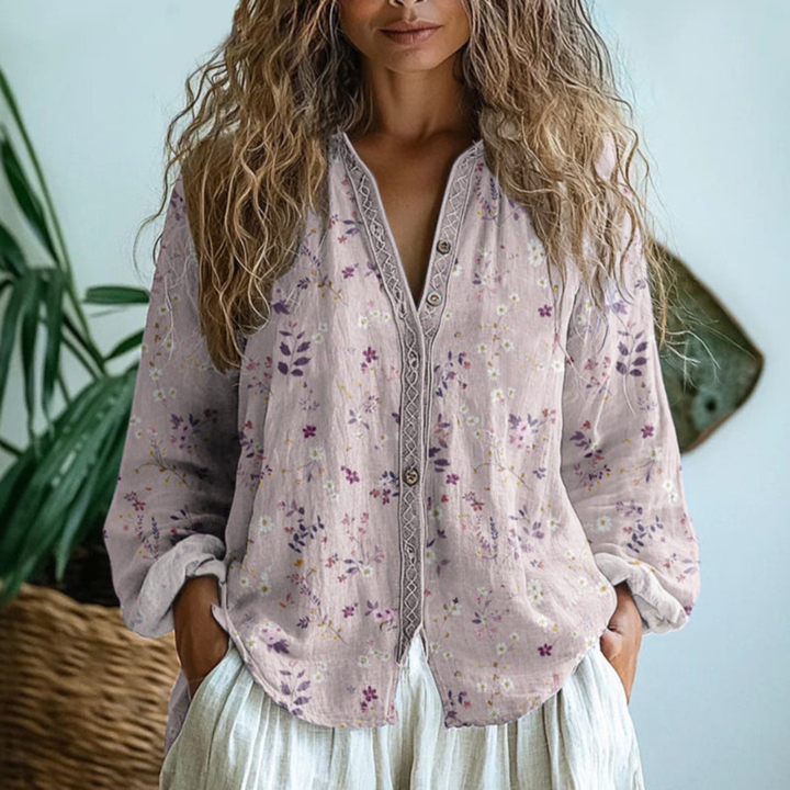 Niamelle™ | Long Sleeve Button-Down Blouse