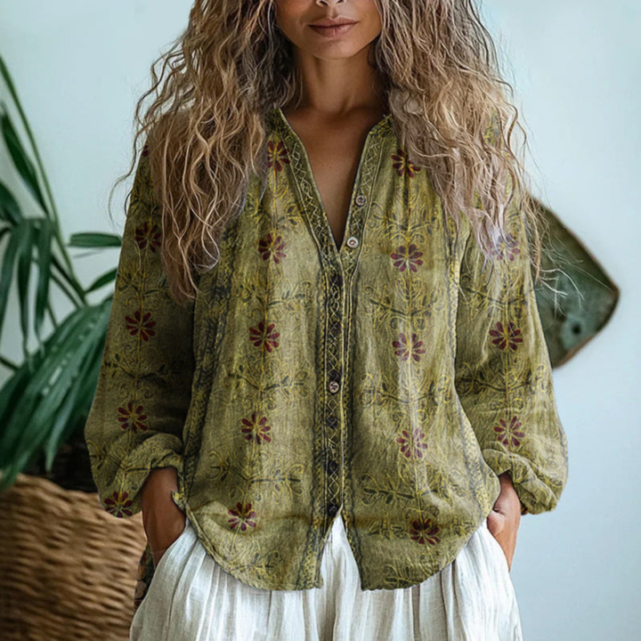 Niamelle™ | Long Sleeve Button-Down Blouse