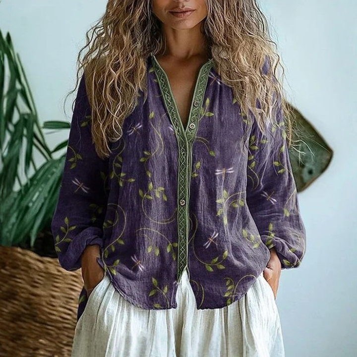 Niamelle™ | Long Sleeve Button-Down Blouse