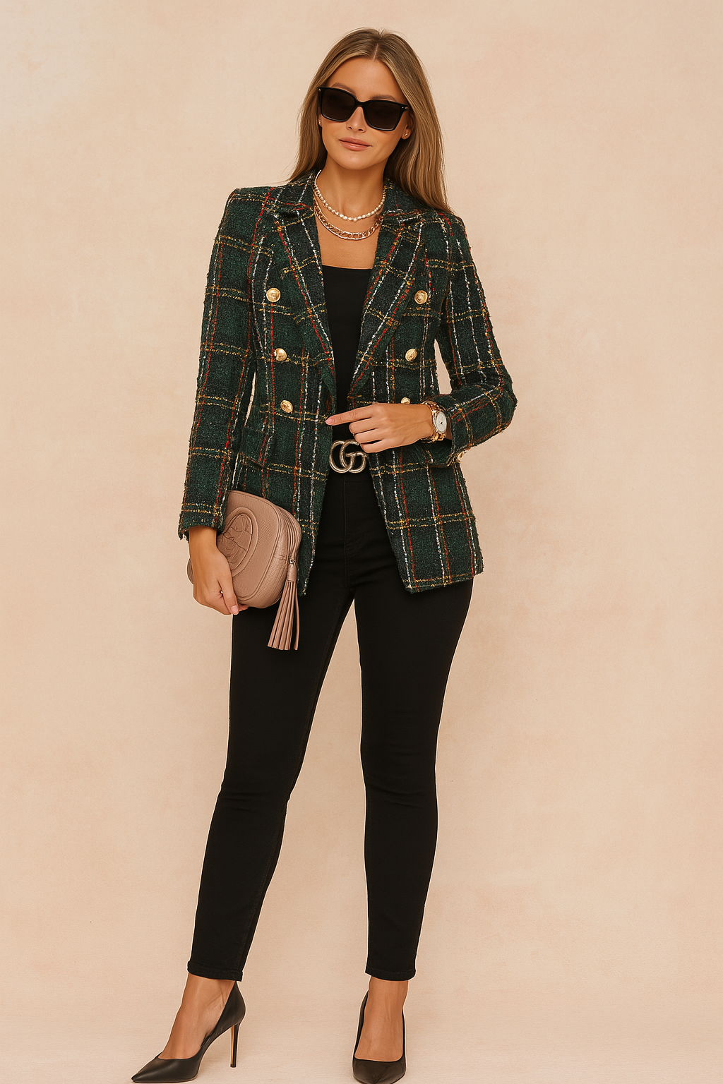 Camille Dubois | Tweed Check Blazer Jacket For Women