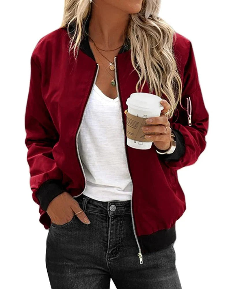 Chiara | Classic Zip Bomber Jacket For Women