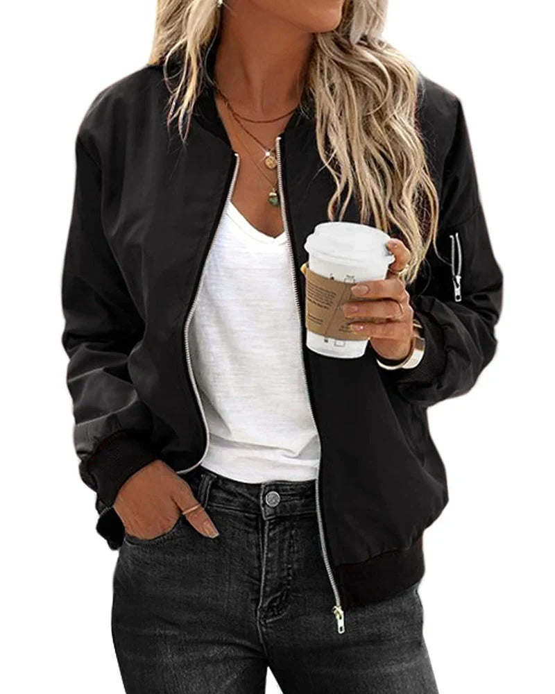 Chiara | Classic Zip Bomber Jacket For Women