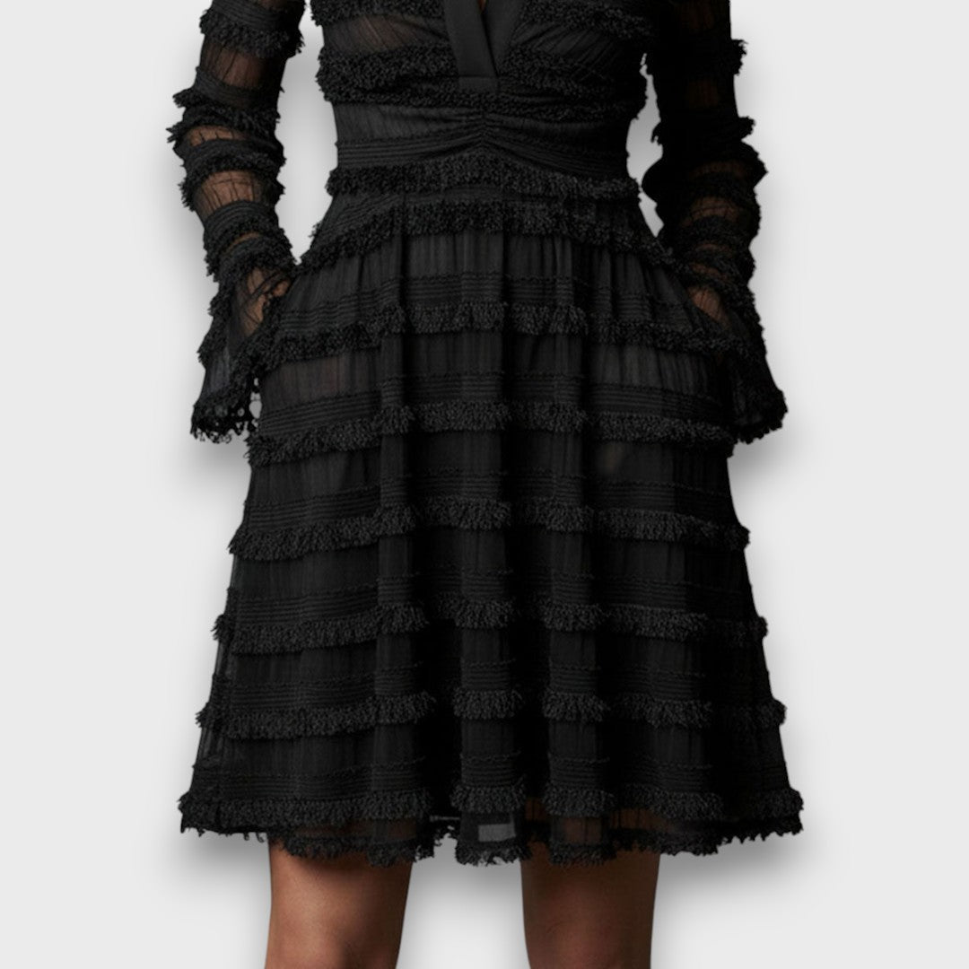 Alliah | Timeless V-Neck Long Sleeve Dress