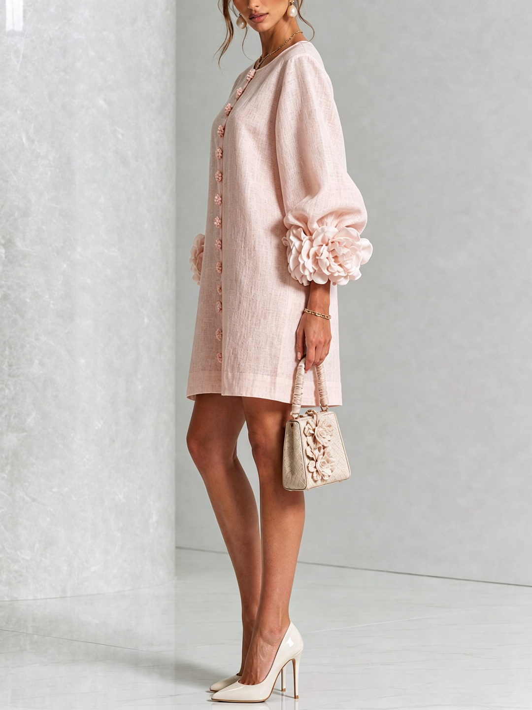 Arabella | Floral-Cuff Mini Dress