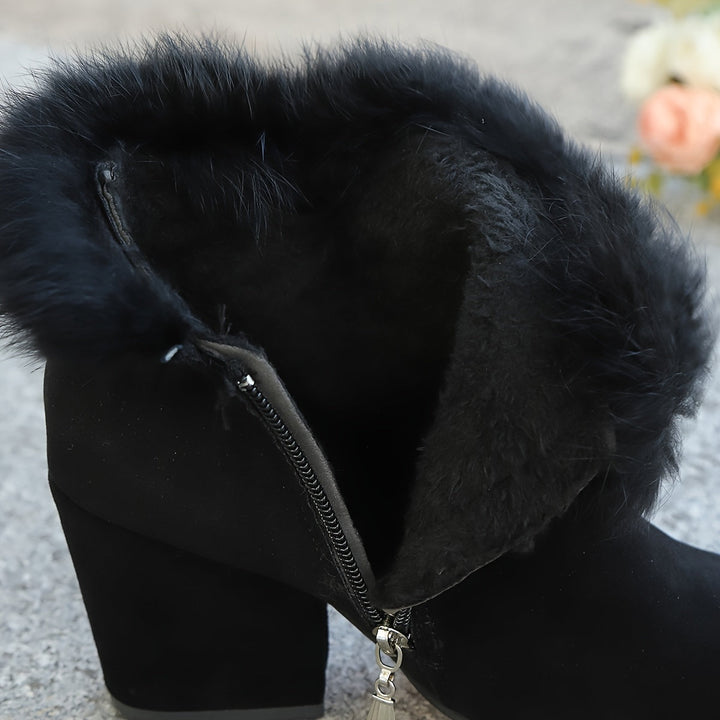 Cassidy | Plush-Trim Block Heel Ankle Boots