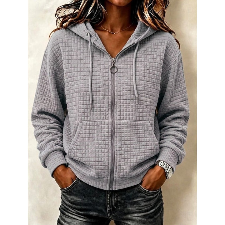 Colleen | Textured Zip-Up Hoodie