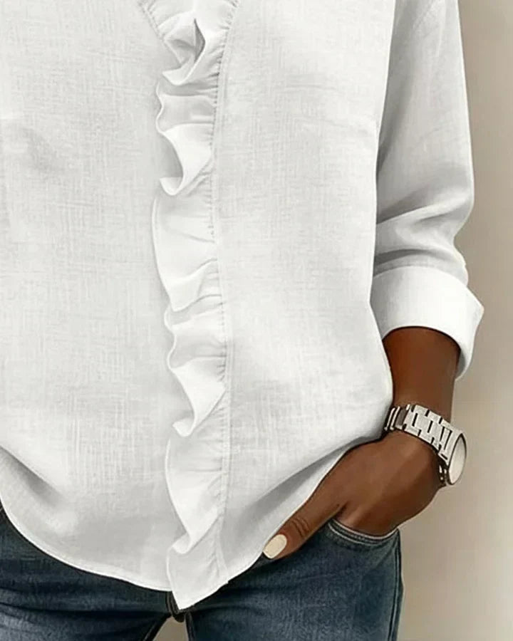 Cayla | Elegant V-neck Ruffles Blouse