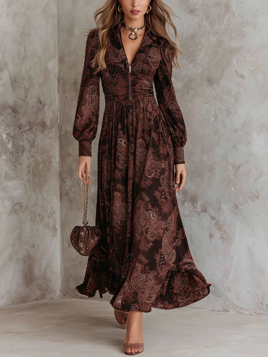 Amelia | Paisley Zip Maxi Dress